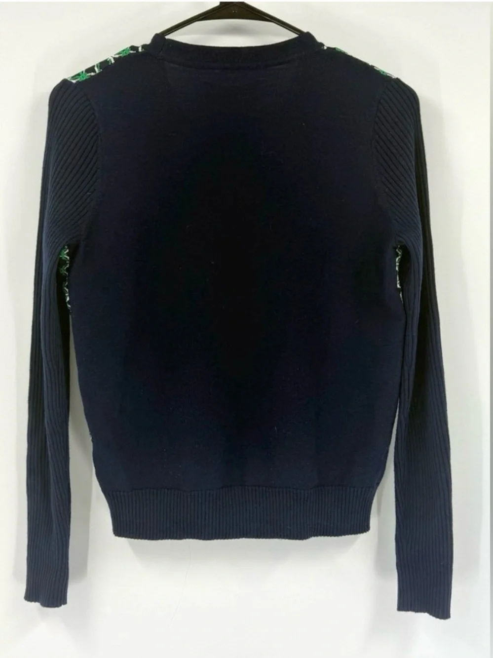 Tory Burch Sport Merino Contrast-Front Long Sleeve Cardigan Sweater, Size S/P